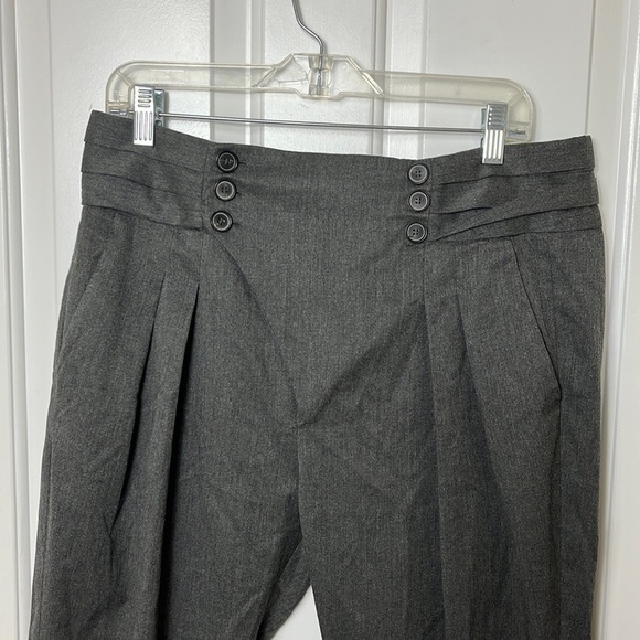 Zara Grey Button Dress Career Business Straight Leg Pants Size Large - Picture 3 of 11